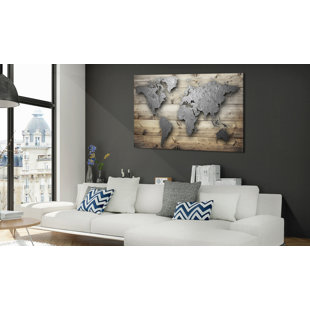 Other Maps Silver World On Canvas Graphic Art 